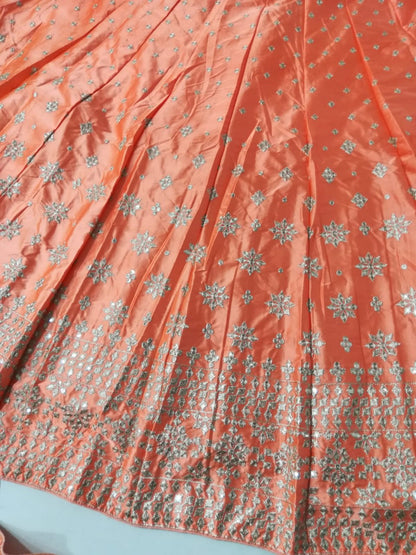 Premium Devsena Silk Orange Lehenga Choli Set