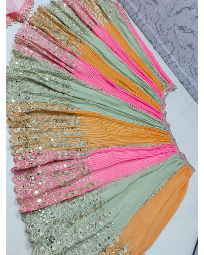 Exquisite Multi-Color Georgette Lehenga Choli with Heavy Sequence Embroidery