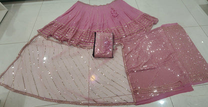 Exquisite Bottle pink Sequence Embroidery Lehenga Set