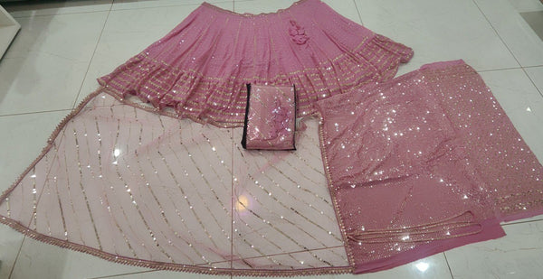 Exquisite Bottle pink Sequence Embroidery Lehenga Set