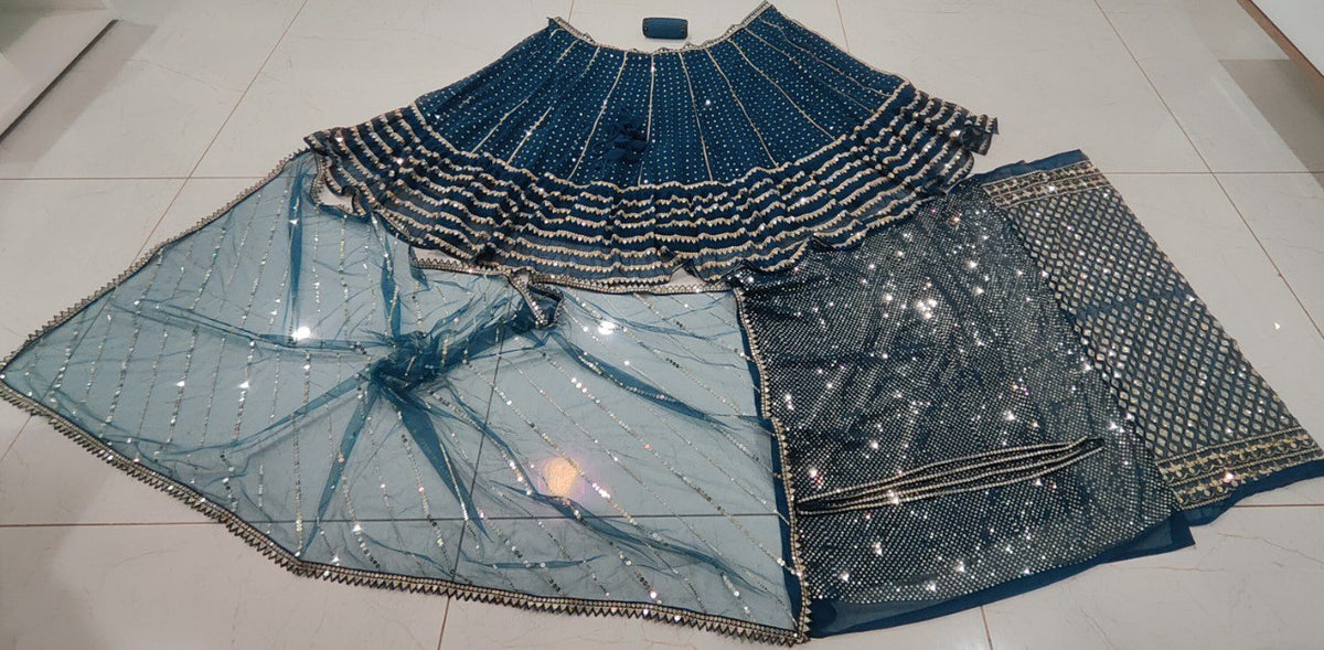 Exquisite Bottle blue Sequence Work Lehenga Set