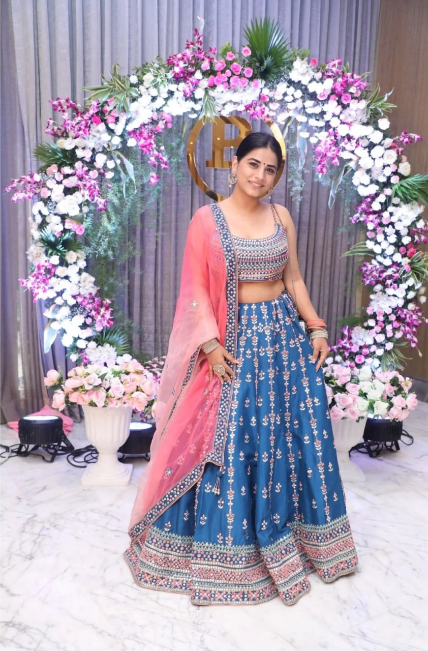 Premium Chinon Silk Lehenga Choli with Heavy Thread Sequins Embroidery