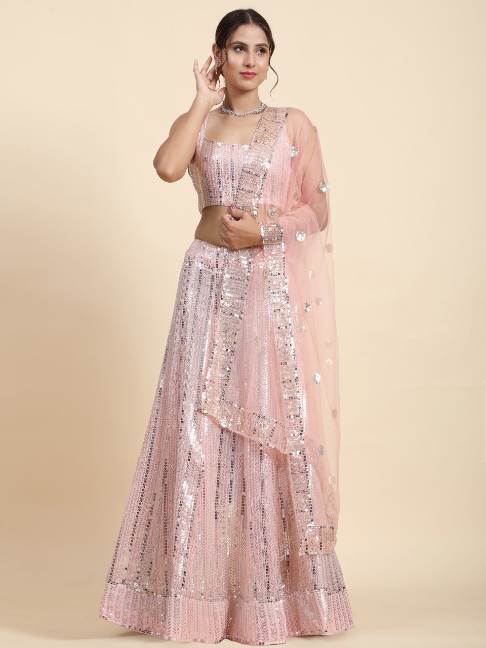 Georgette Sequin Embroidery Lehenga Set