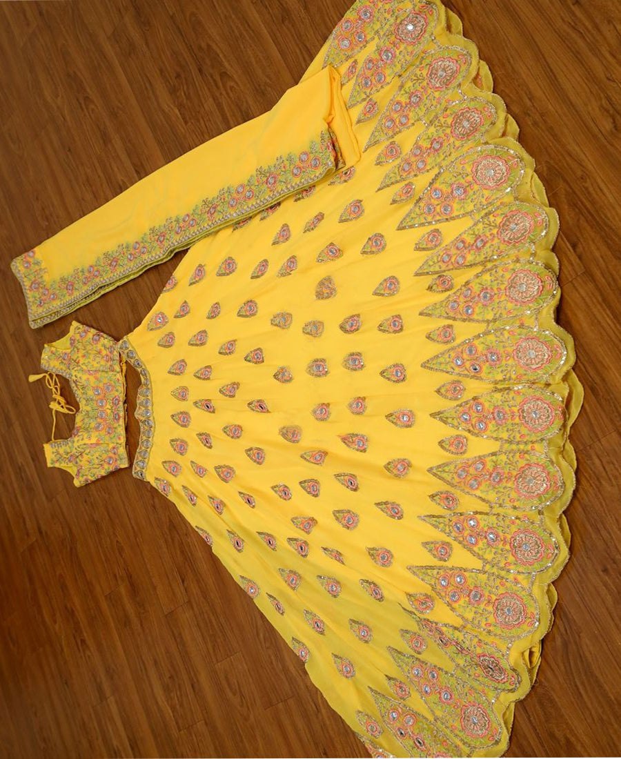 Radiant Yellow Faux Georgette Lehenga Choli Set