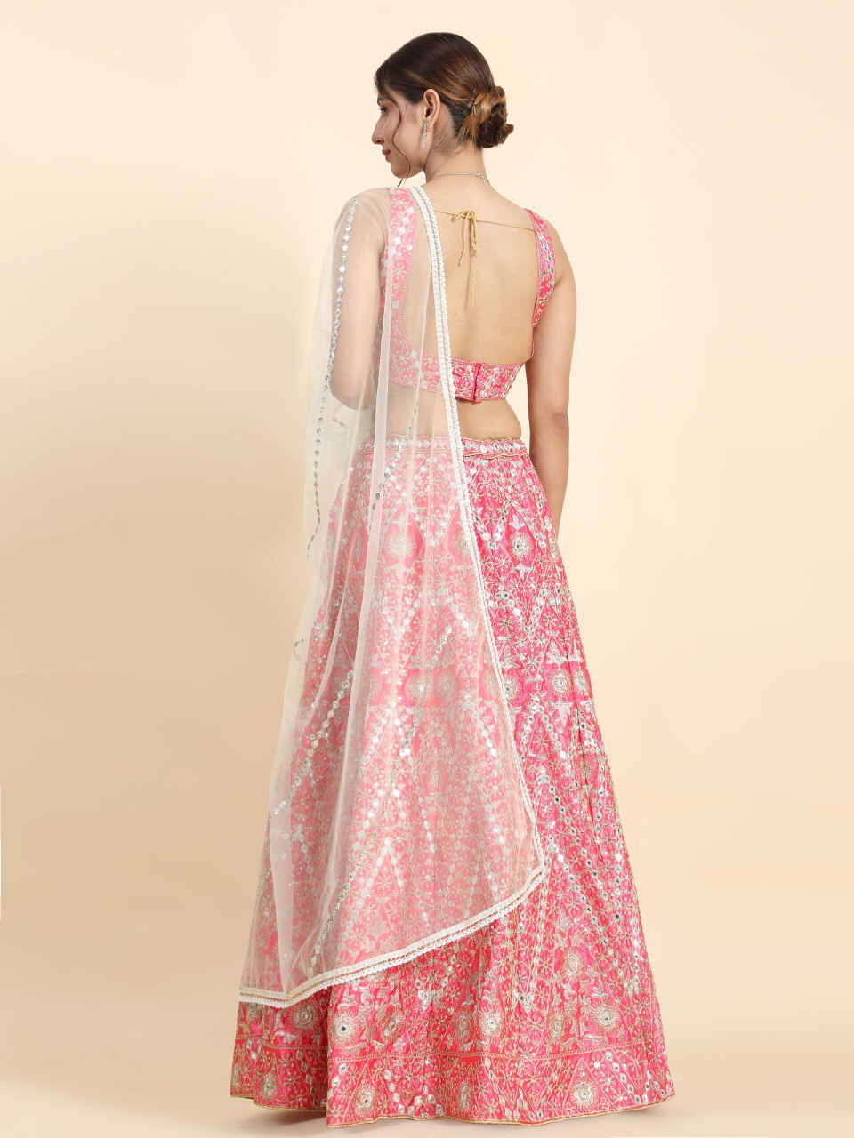 Elegant Pink Malai Satin Silk Lehenga Set