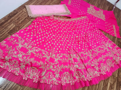 Elegant Taffeta Silk Satin Sequins Embroidered Lehenga Choli Set