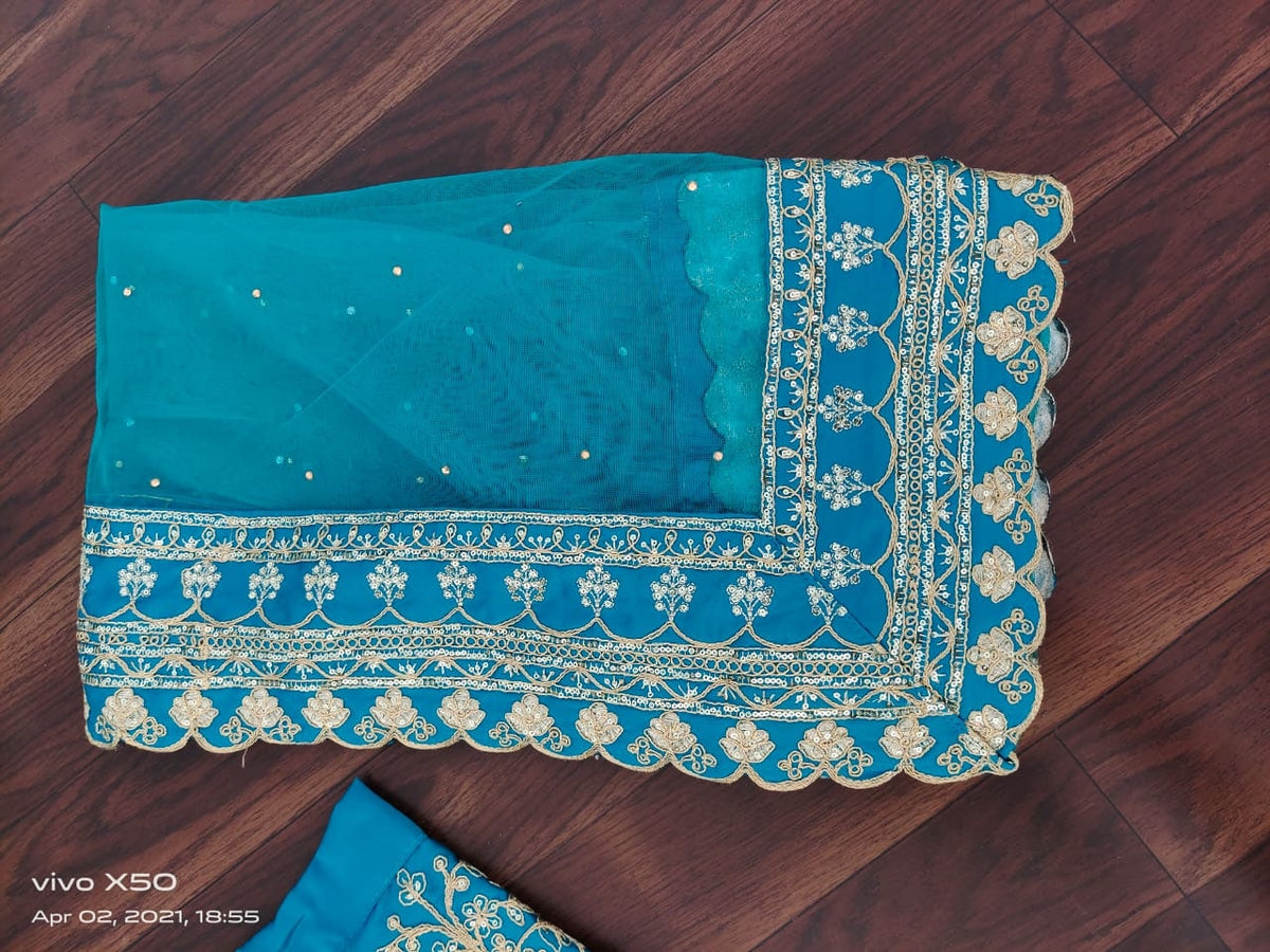 Elegant Malai Satin Embroidered Lehenga Choli Set