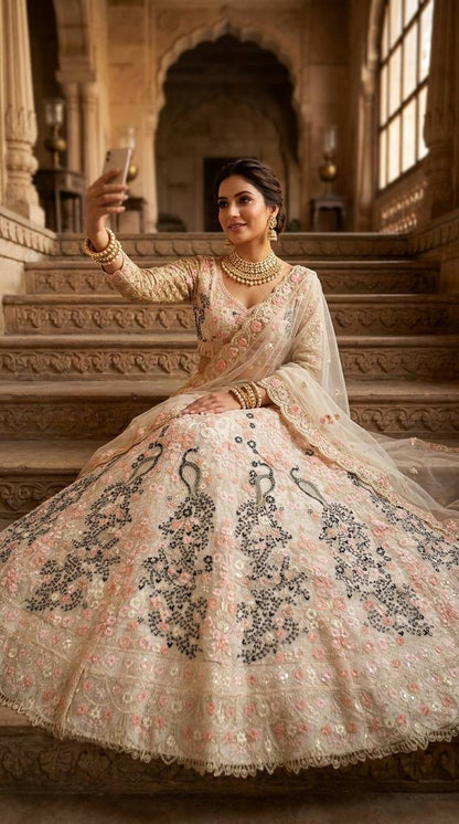 Premium Butterfly Net Lehenga Choli with Coding Sequins Work