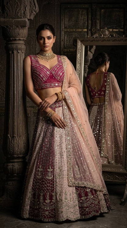 Premium Fox Georgette Sequins Mirror Work Lehenga Choli