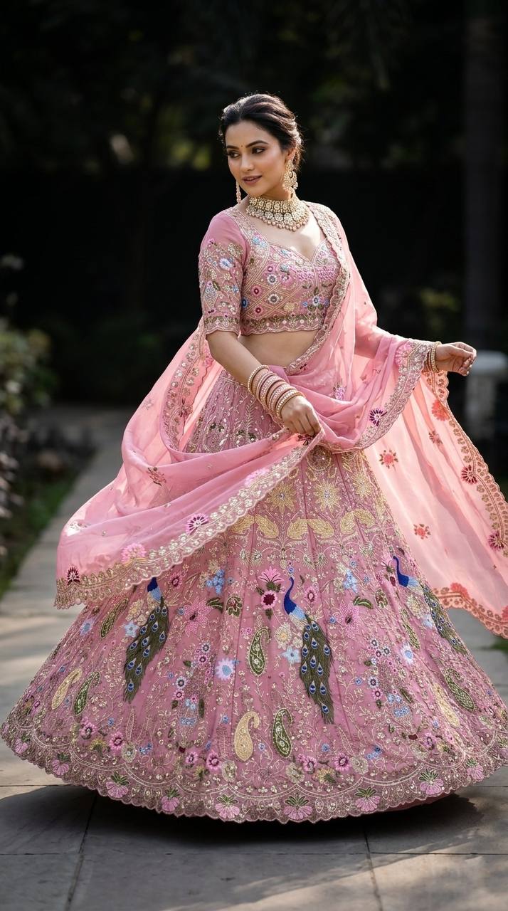 Festive Wear Fox Georgette Lehenga Choli with Heavy Sequins Work
