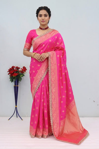 Banarasi Silk Saree with Matching Silk Blouse Piece