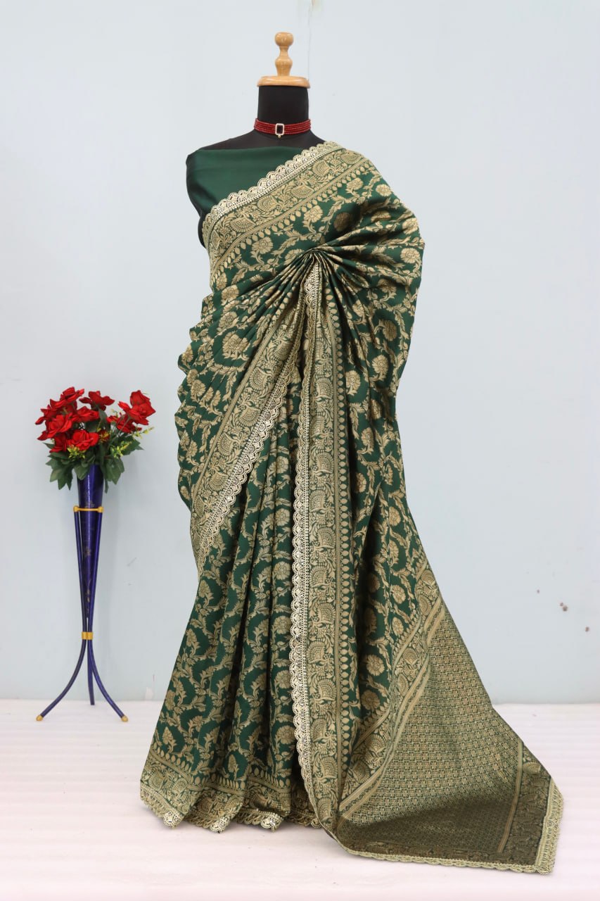 Latest Banarasi Silk Saree with Matching Silk Blouse Piece