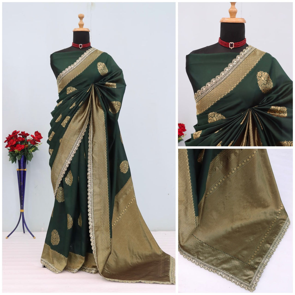 Banarasi Silk Saree With SIlk Blouse Piece For Women