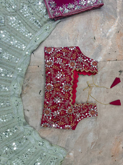 Faux Georgette  Sequence Embroidery Work Lehenga