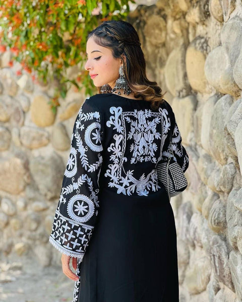 Designer Fancy Black And White Pakistani Salwar Suit