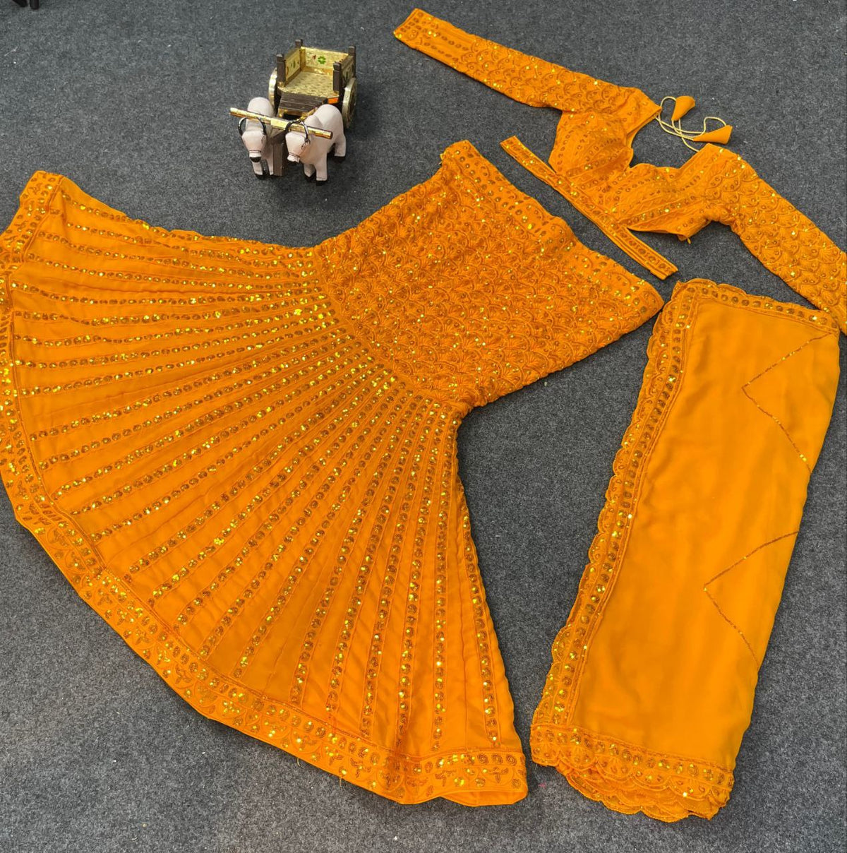 Orange Color Sequence Georgette Lehenga Choli