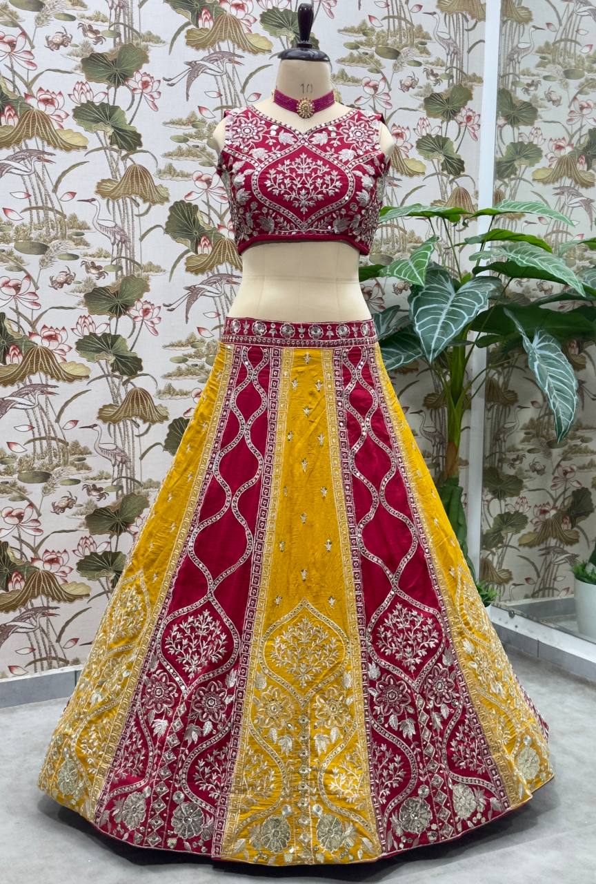 Latest Red Color Sequence Vichitra Silk Lehenga Choli