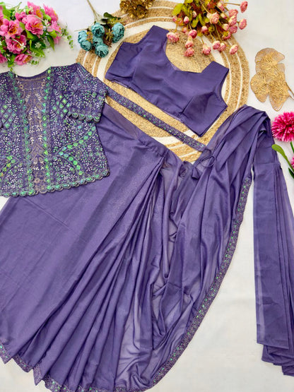 Latest Ready to wear Georgette Sequence Work Saree Jacket