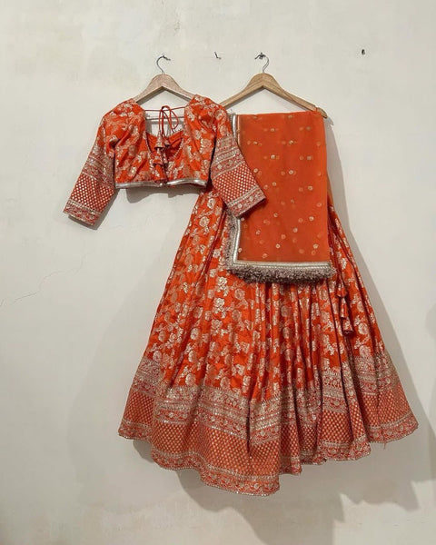 Latest Jacquard Sequence Work Lehenga Choli