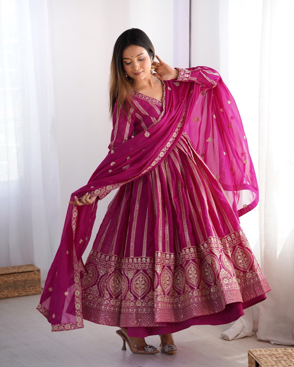 Designer Georgette Sequence Gown Set