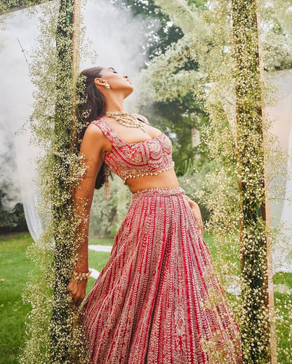 Wedding Wear Red Georgette Lehenga Choli
