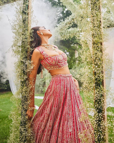 Wedding Wear Red Georgette Lehenga Choli