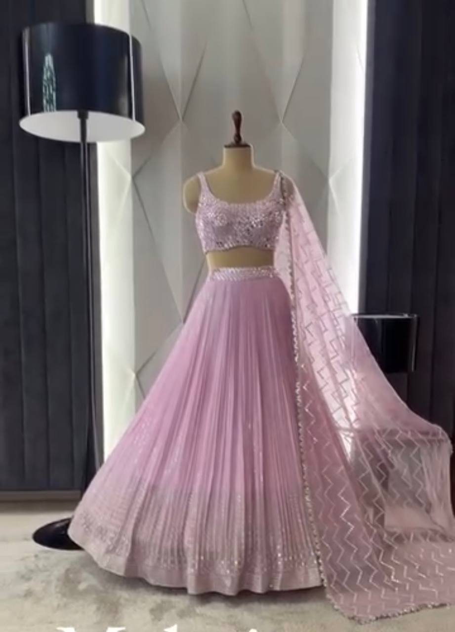 Latest Georgette Sequence Real Mirror Work Lehenga Choli
