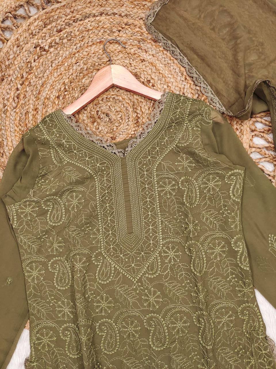 Party Wear Georgette Chikankari Embroidery Suit
