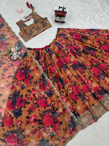 Letest Organza Full Stitched With Sequnce Work Lehenga Choli