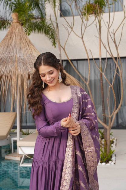 Trendy Roman Silk Chanderi Anarkali Suit