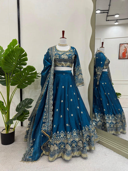 Wedding Wear Blue Color Lehenga Choli