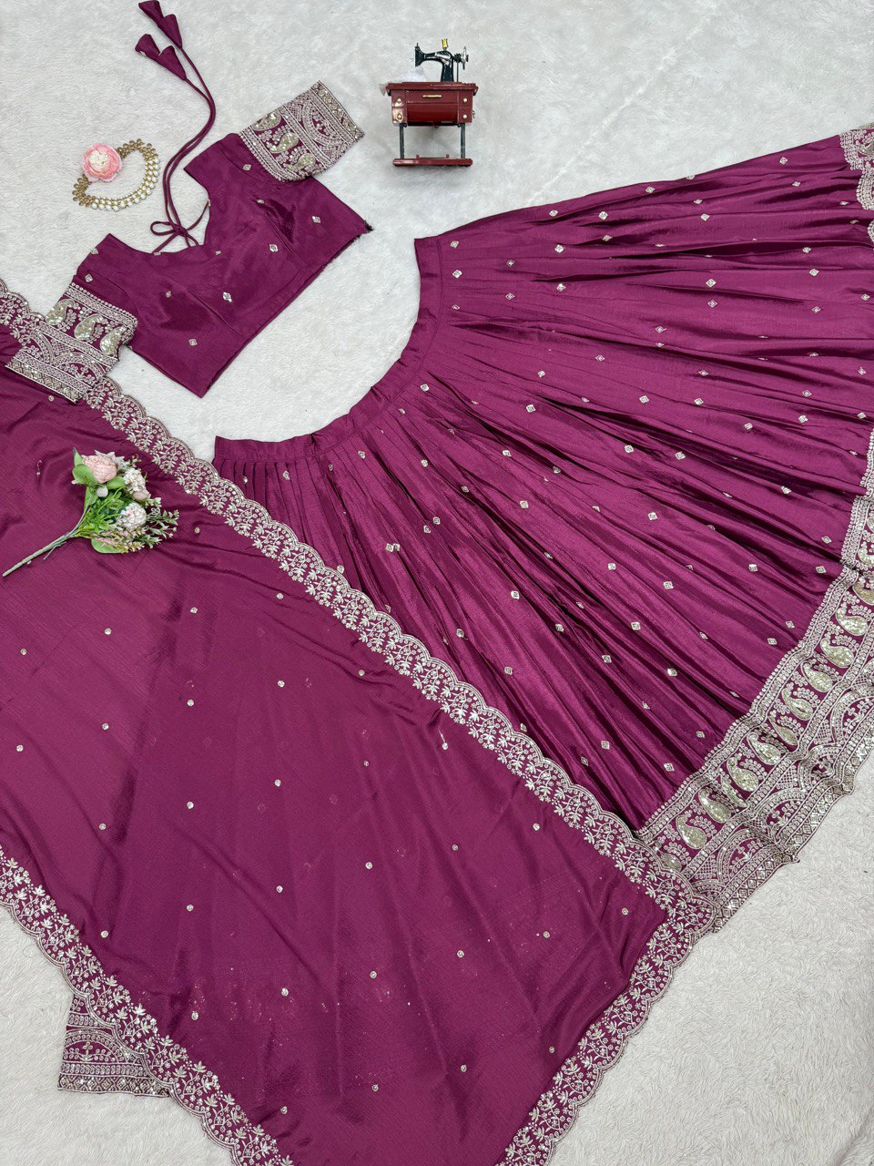 Latest Chinon SIlk Sequence Work Lehenga Choli
