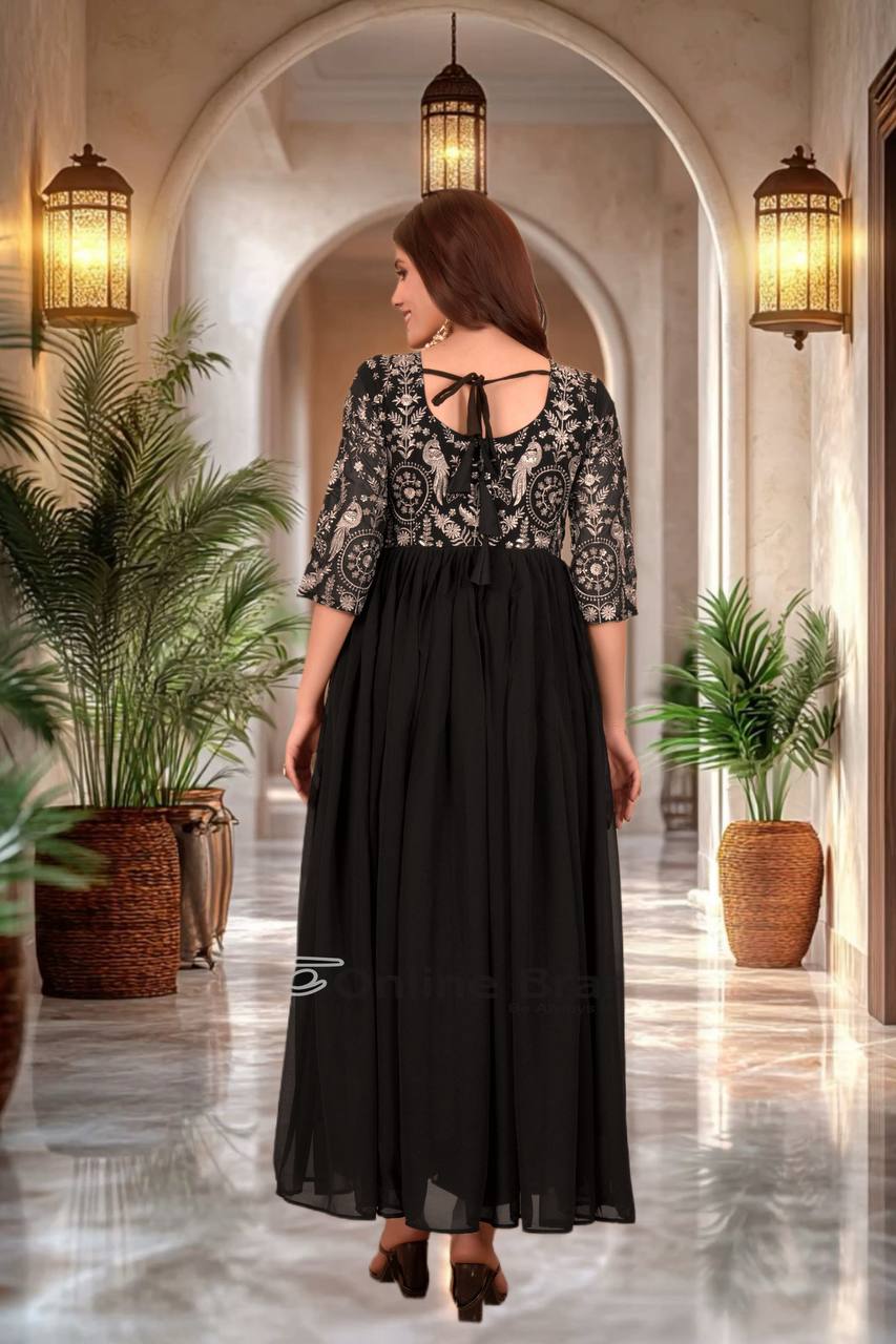 Party Wear Black Color Georgette Sequence Salwar Suit