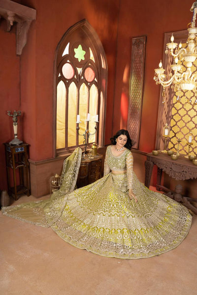 Green Color Net Sequence Lehenga Choli