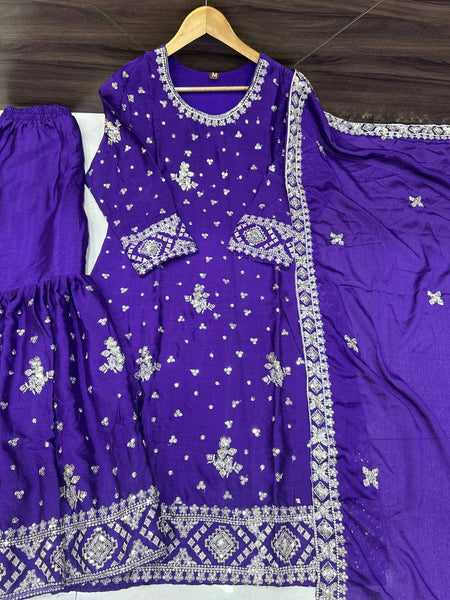 Chinon Silk Sequence Work Salwar Suit