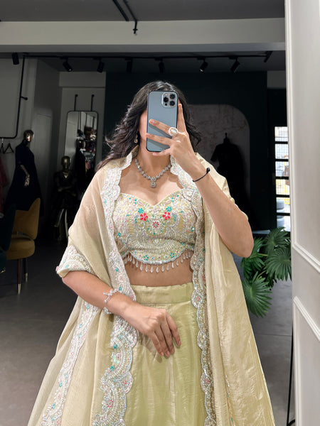 Latest Gold Crush Sequence Thread Lehenga Choli