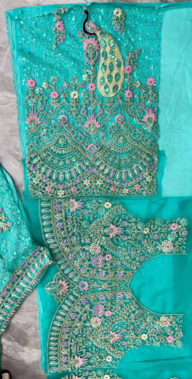 Latest Firozi Net Sequence Coding Lehenga Choli