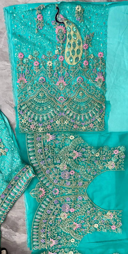 Latest Firozi Net Sequence Coding Lehenga Choli