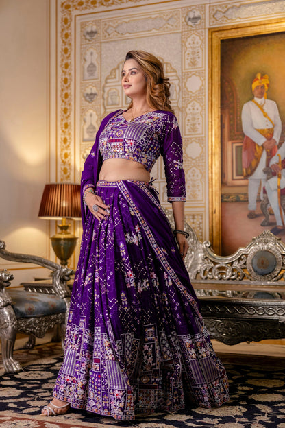 Latest Violet Color Georgette Sequence Lehenga Choli