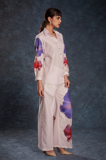 Light Pink Color Printed Linen Co-Ord Set  