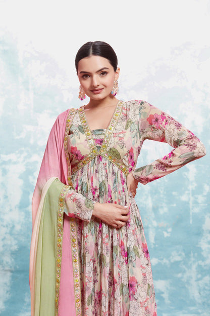 Pink Color Georgette Printed Salwar Suit