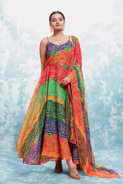 Multi Color Georgette Printed Gown