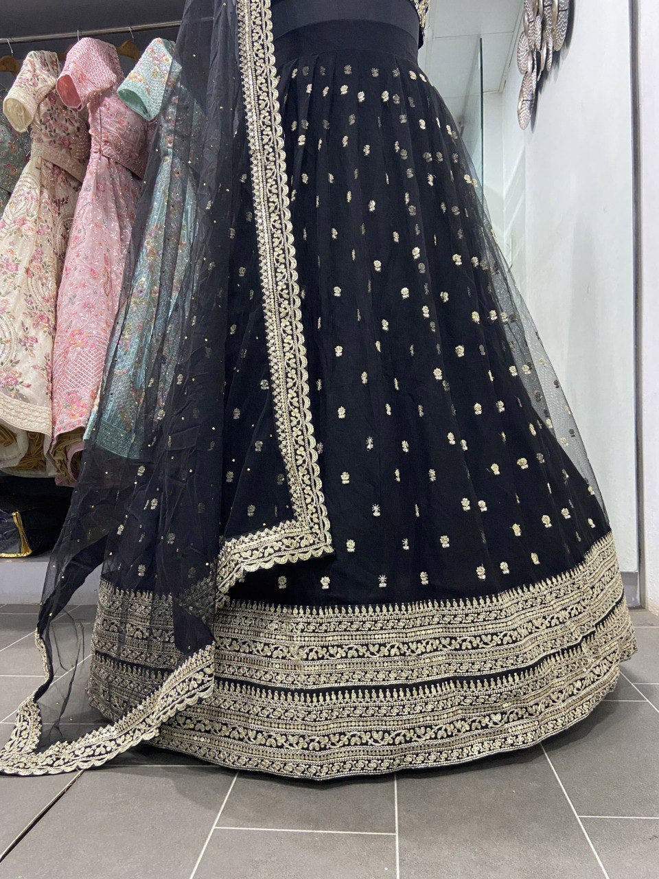 Latest Black Net Sequence Lehenga Choli