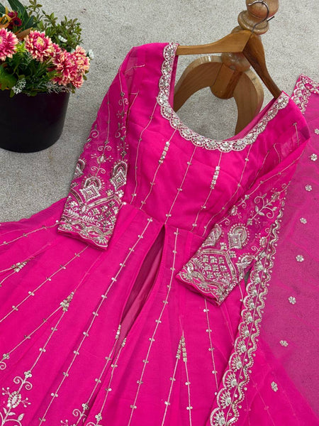 Pink Georgette Sequence Indo Western Lehenga