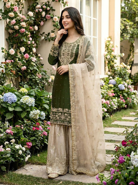 Silk Embroidery Sharara Suit