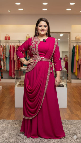 chinon silk ready to wear lehenga saree