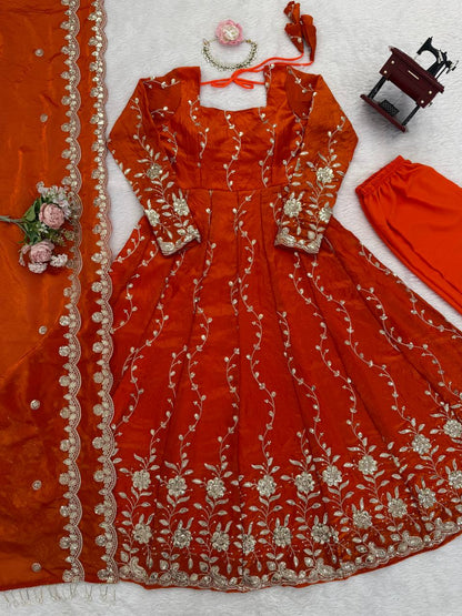 Elegant Fendy Silk Anarkali Set