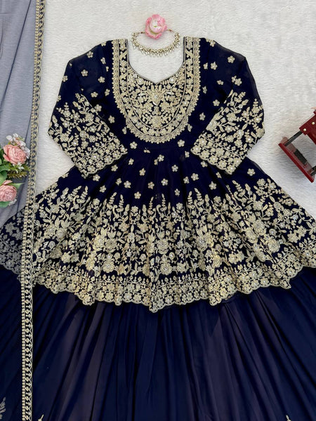 Exquisite Faux Georgette Embroidered Lehenga Choli Set