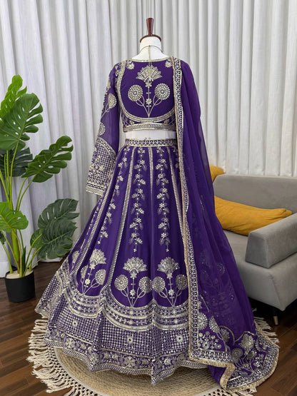Premium Faux Georgette Embroidered Lehenga Choli Set