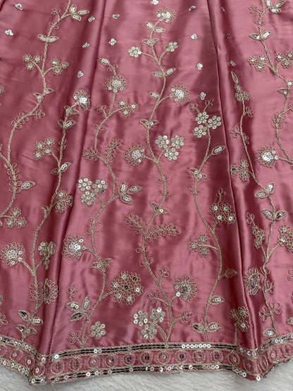 Elegant Japan Satin Lehenga Choli with Coding Dori Sequence Work